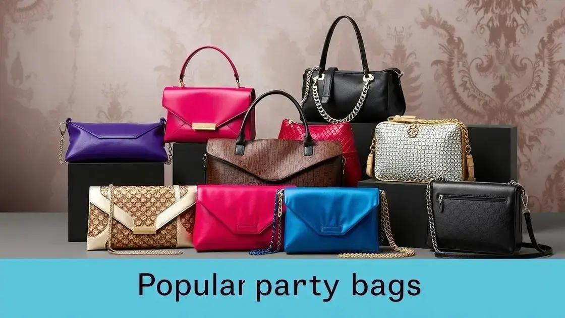 Tipos de bolsas de festa mais populares