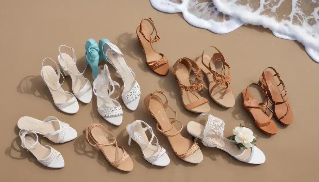 Materiais ideais para calçados de casamento à beira-mar