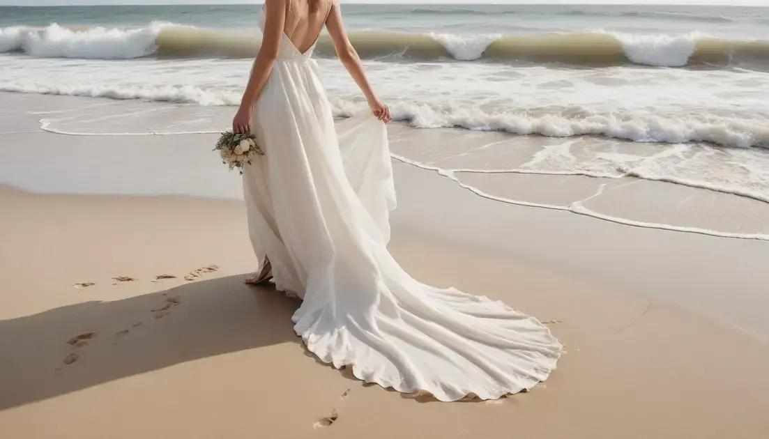 Como combinar calçados com o vestido de noiva na praia